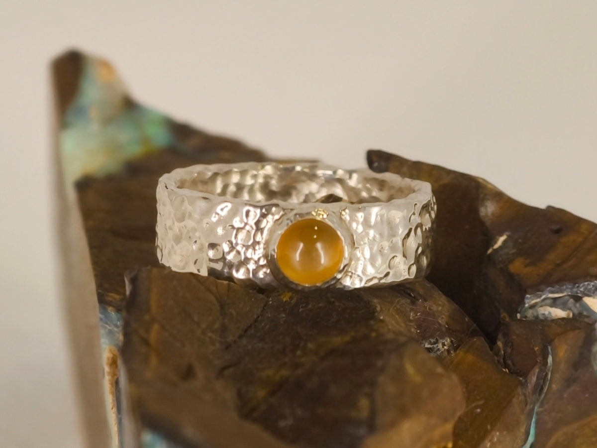 Bague pierre de lune orangée – Taille 54