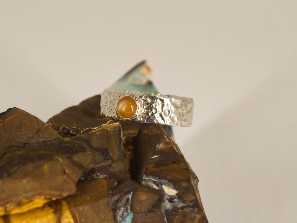 Bague pierre de lune orangée – Taille 54