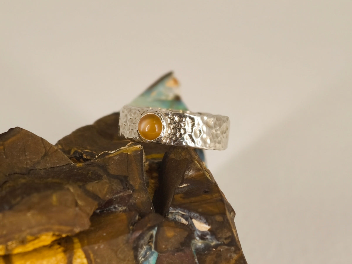 Bague pierre de lune orangée – Taille 54