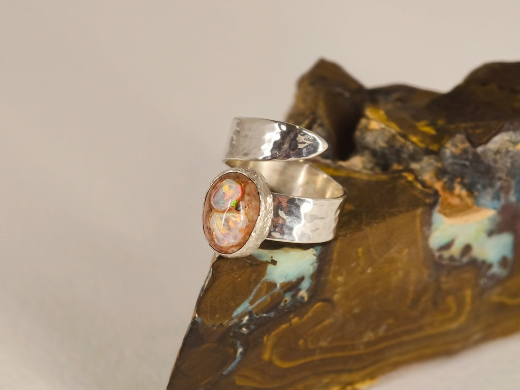 Bague opale cantera du Mexique – Taille 55 ajustable