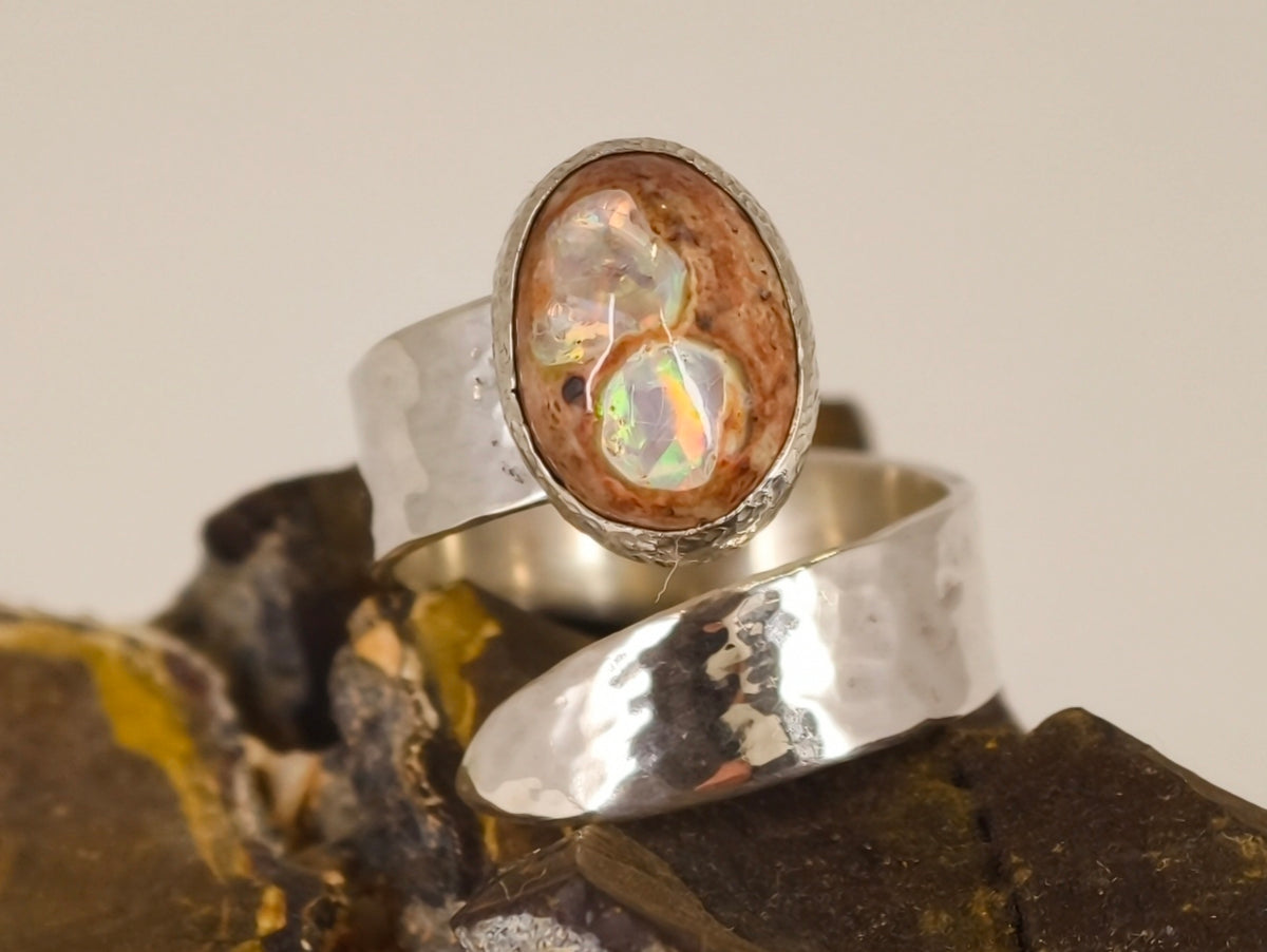 Bague opale cantera du Mexique – Taille 55 ajustable