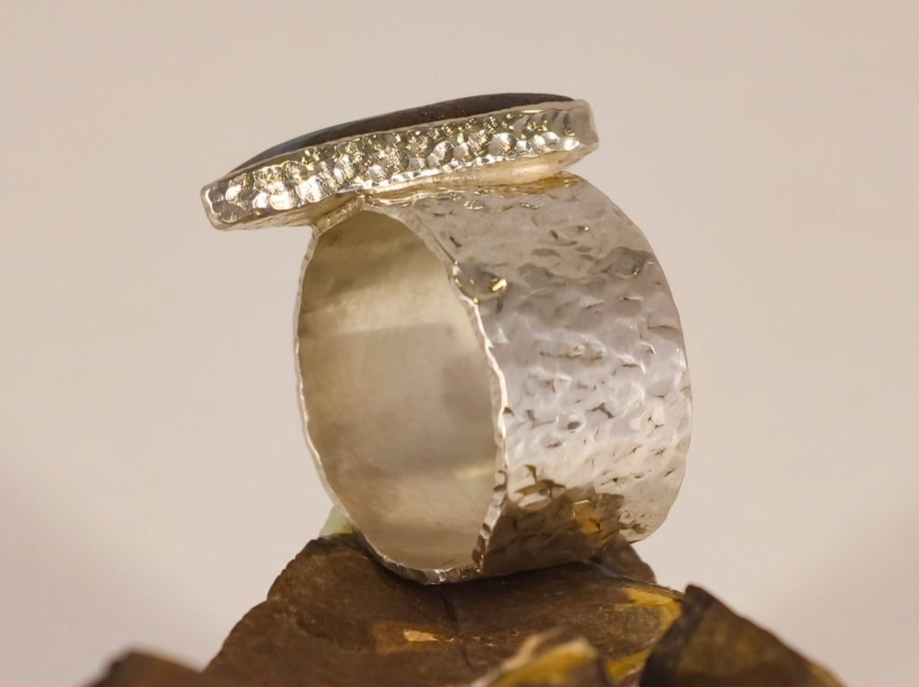 Bague opale boulder triangulaire – Taille 53 ajustable