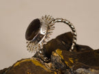Bague agate de feu du Mexique, motif solaire – Taille 58 — vue complémentaire 2 de la pierre et de la monture — Tirou Bijou