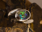 Bague opale boulder ovale en argent 925 – Taille 54 — vue principale de la pierre et de la monture — Tirou Bijou
