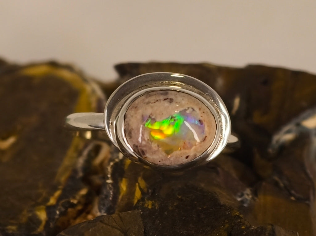 Bague opale cantera du Mexique – Taille 54 — vue complémentaire 8 de la pierre et de la monture — Tirou Bijou