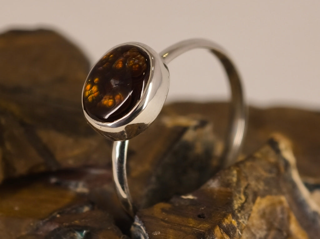 Bague en agate de feu — vue 1 — Tirou Bijou