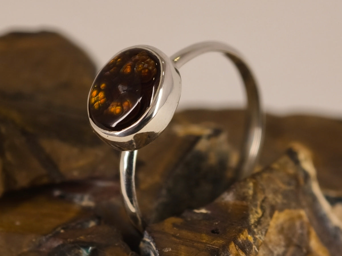 Bague en agate de feu — vue 1 — Tirou Bijou