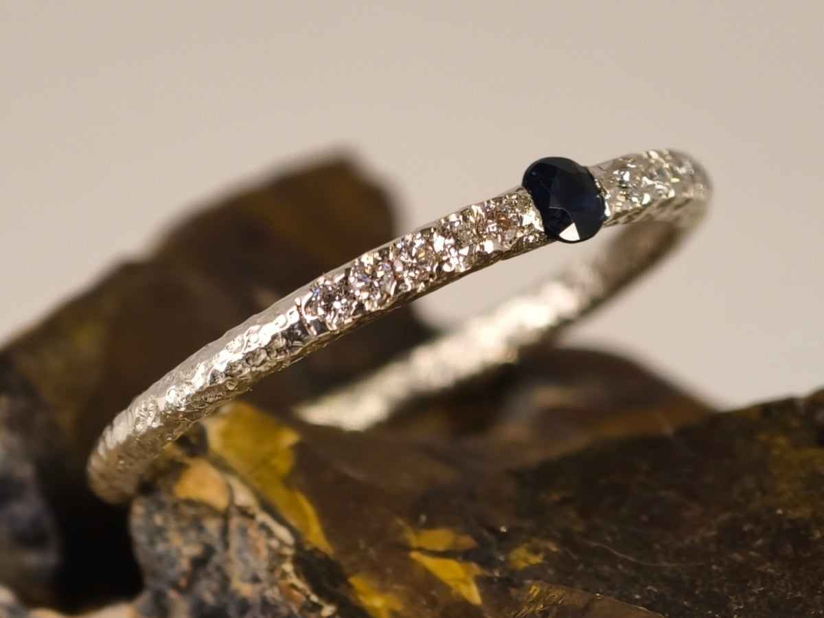 Bague en saphir et moissanite — vue 1 — Tirou Bijou