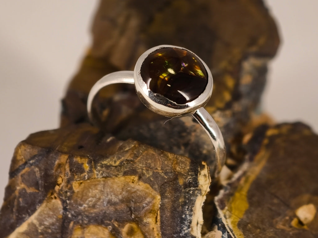 Bague en agate de feu — vue 8 — Tirou Bijou