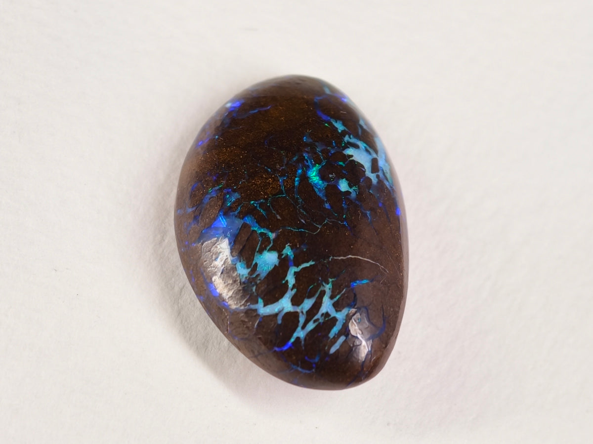 Opale boulder d’Australie — forme libre — bleu-vert — 28 ct
