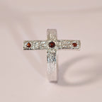 Bague croix en argent 925 et grenats – Taille 56 – BA06 — vue 4 — Tirou Bijou