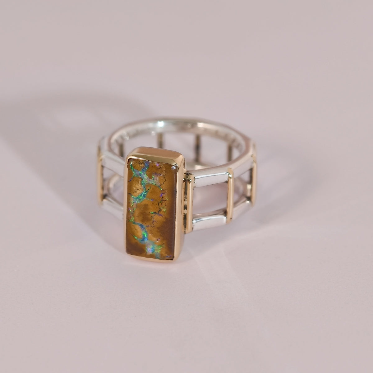 Bague opale boulder en or 18k et argent 925 – Taille 57 – BA02 — vue 4 — Tirou Bijou