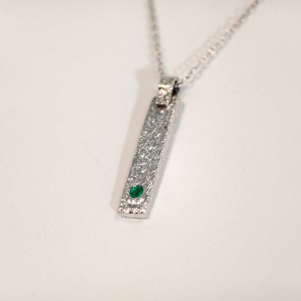Pendentif émeraude en argent 925 – P01 — vue 2 — Tirou Bijou
