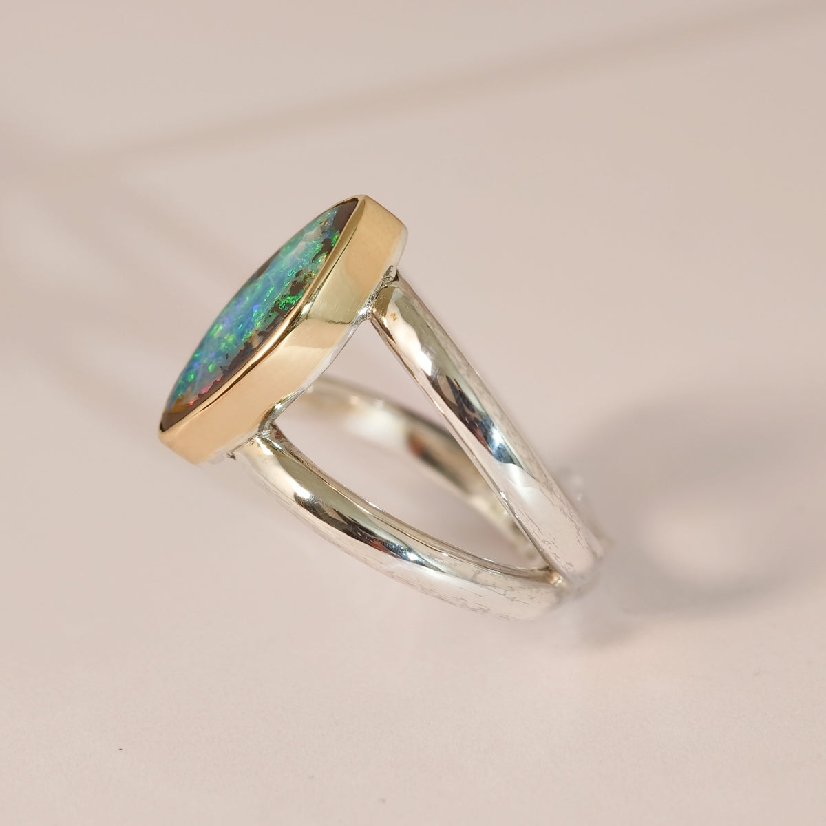 Bague opale boulder en or 18k et argent 925 – Taille 56 – O01 — vue 3 — Tirou Bijou