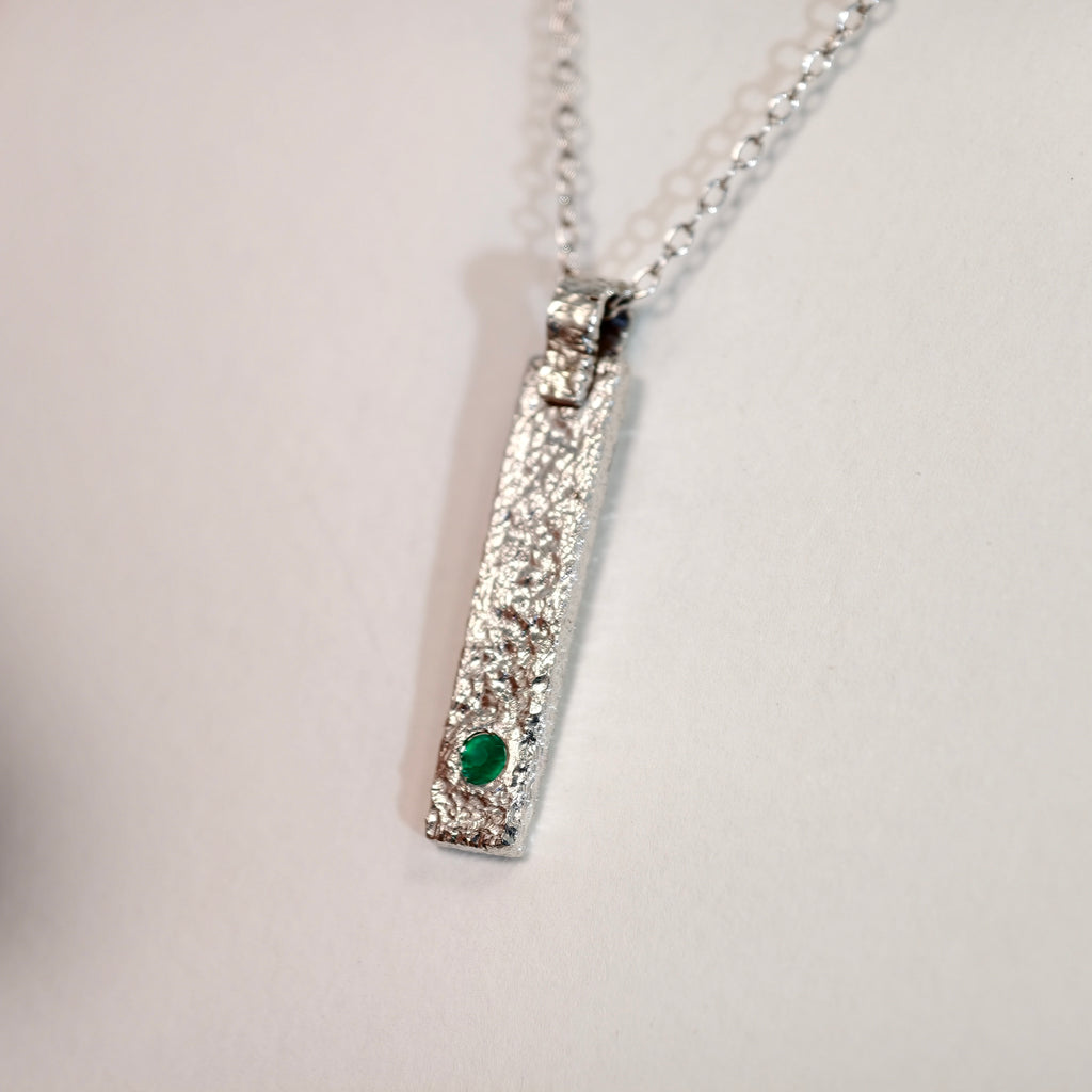 Pendentif émeraude en argent 925 – P01 — vue 5 — Tirou Bijou