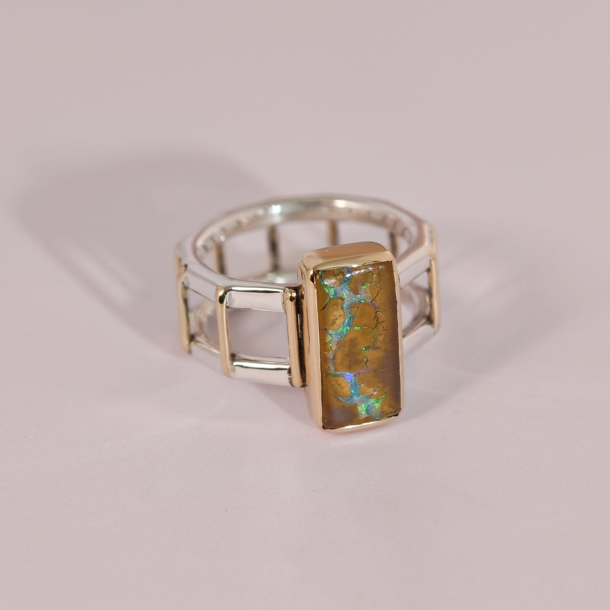 Bague opale boulder en or 18k et argent 925 – Taille 57 – BA02 — vue 5 — Tirou Bijou