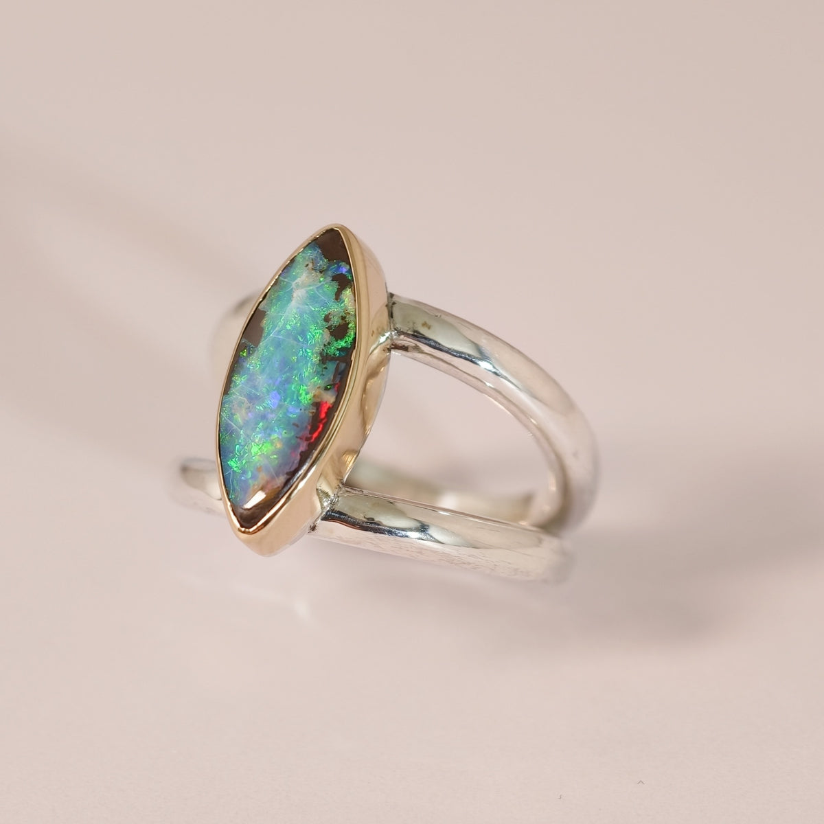 Bague opale boulder en or 18k et argent 925 – Taille 56 – O01 — vue 4 — Tirou Bijou