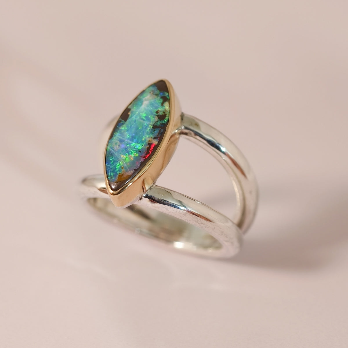 Bague opale boulder en or 18k et argent 925 – Taille 56 – O01 — vue 1 — Tirou Bijou